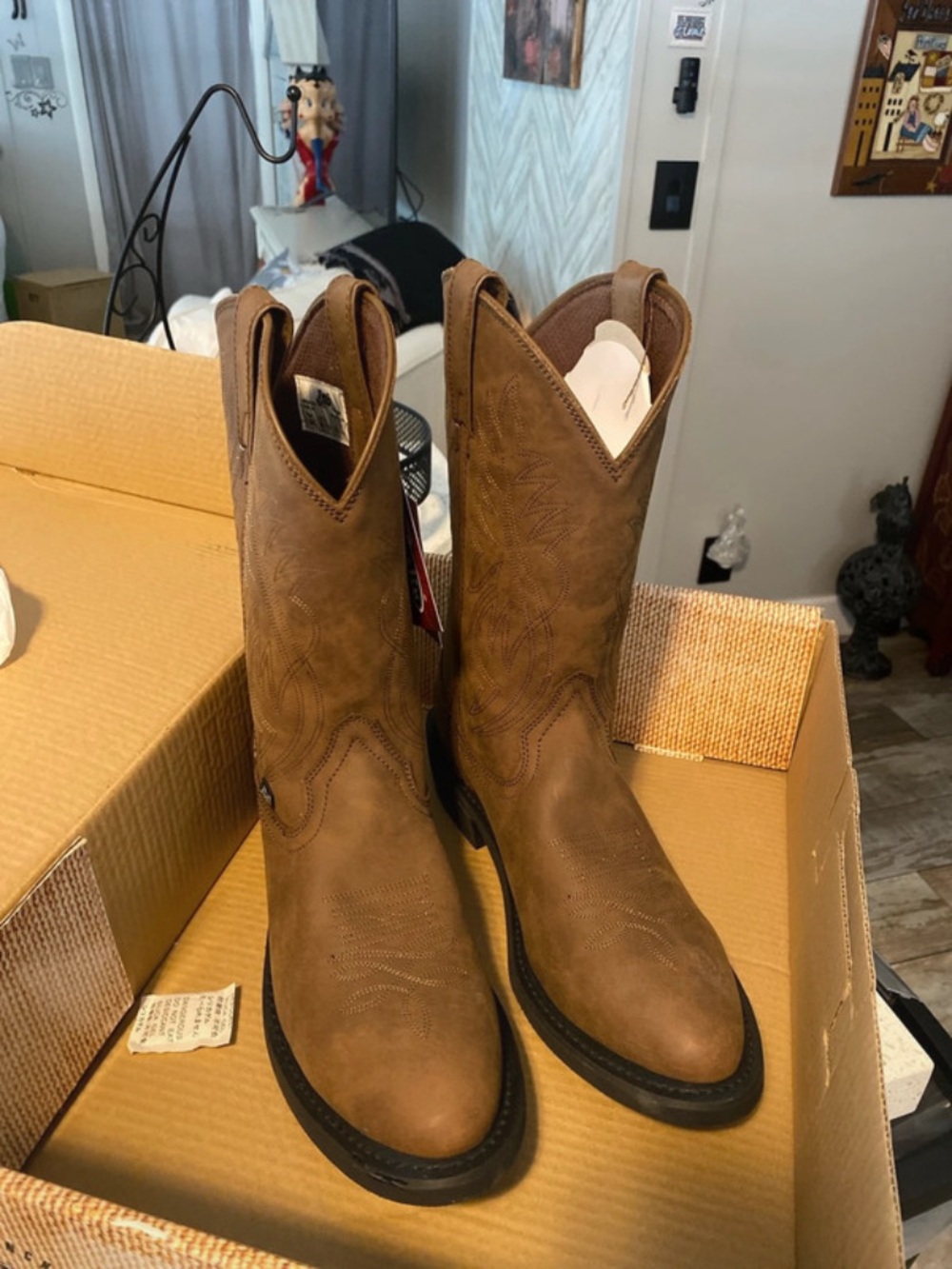 Justin Boots Brown Leather Western Cowboy Boots